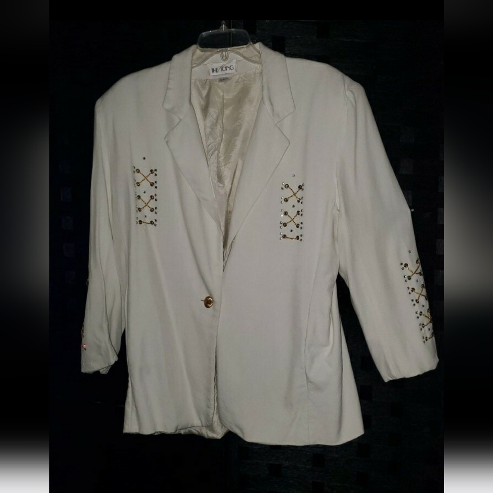 Ladies Studded Blazer Single Button Vintage Style Size Large - Picture 2 of 6